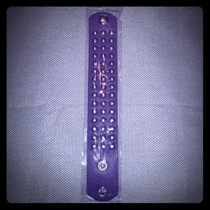 Unisex Wide Faux Leather Studded Bracelet